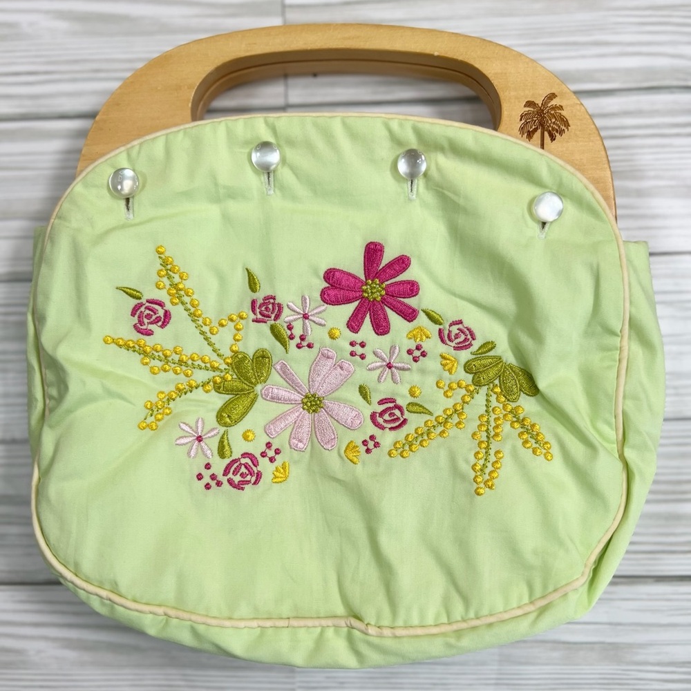 LILLY PULITZER Bermuda Hand Bag Purse Reversible Boho Embroidered Floral Eyelet